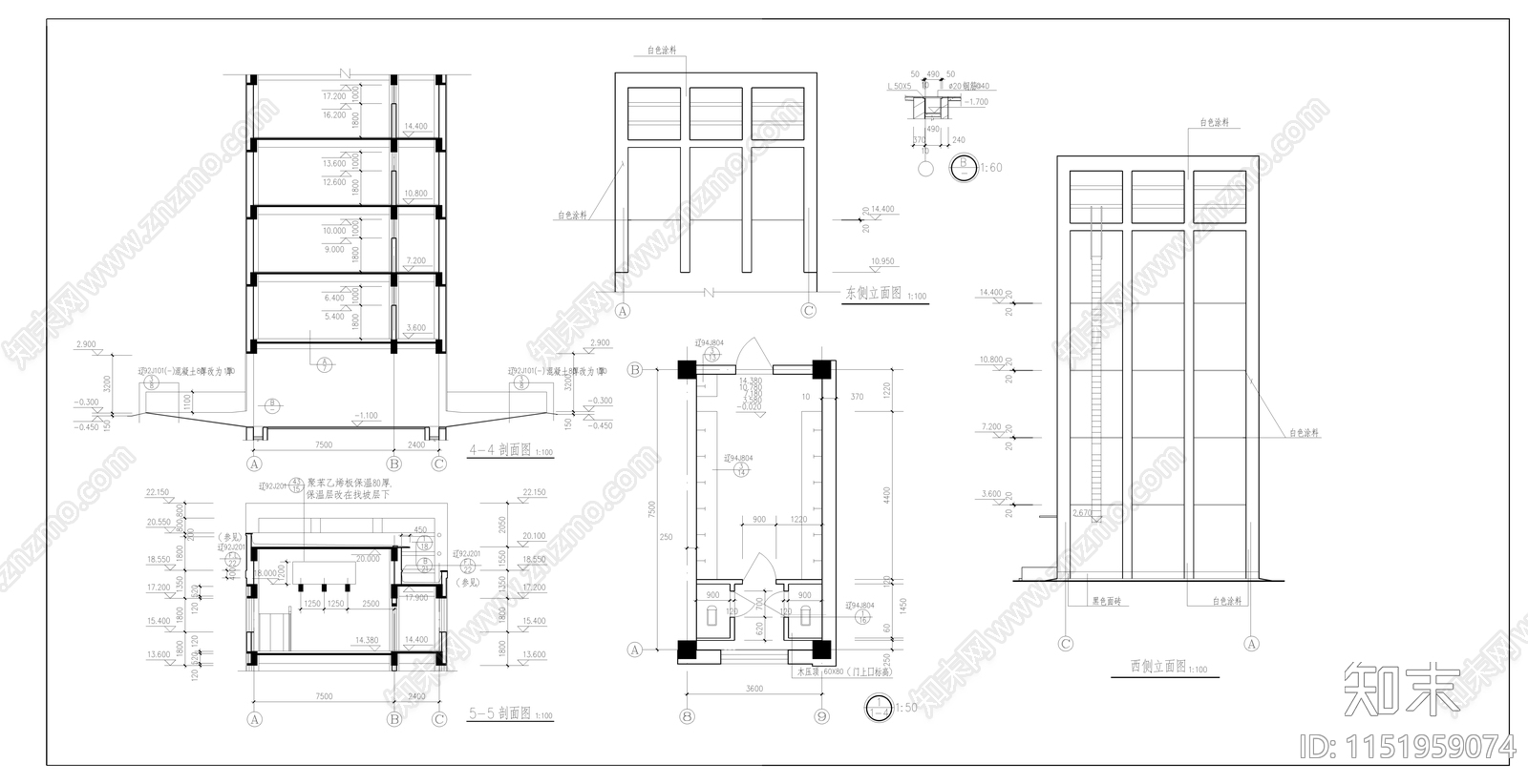 辽宁某中学教学楼建筑cad施工图下载【ID:1151959074】