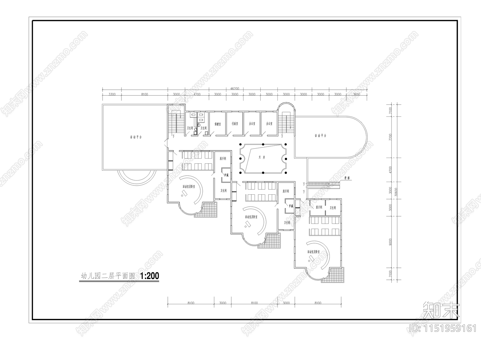 六班幼儿园建筑cad施工图下载【ID:1151959161】