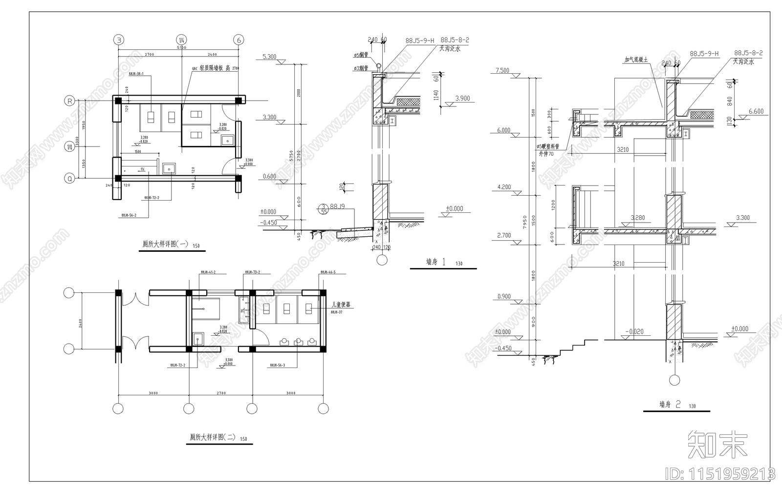 六班幼儿园建筑cad施工图下载【ID:1151959213】