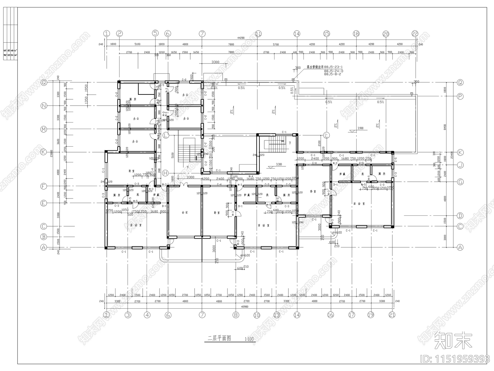 六班幼儿园建筑cad施工图下载【ID:1151959393】