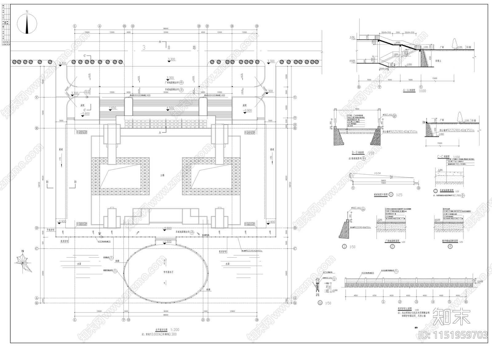 教学楼建筑cad施工图下载【ID:1151959703】