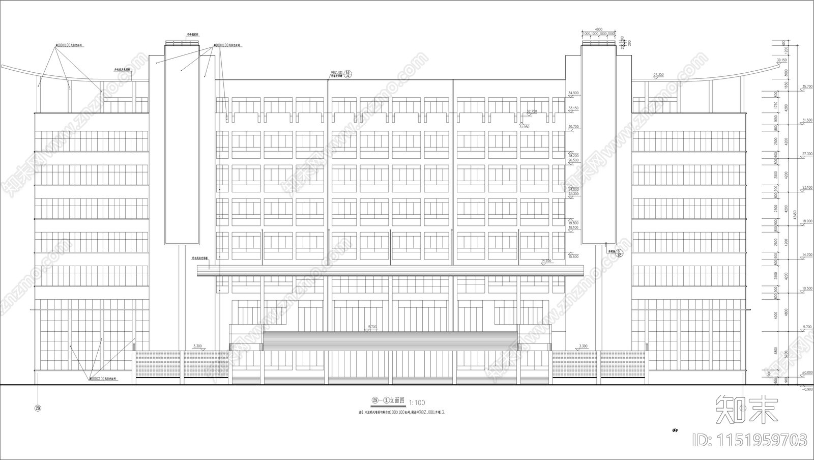 教学楼建筑cad施工图下载【ID:1151959703】