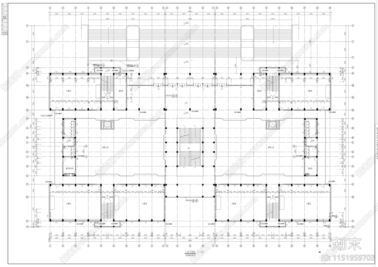 教学楼建筑cad施工图下载【ID:1151959703】