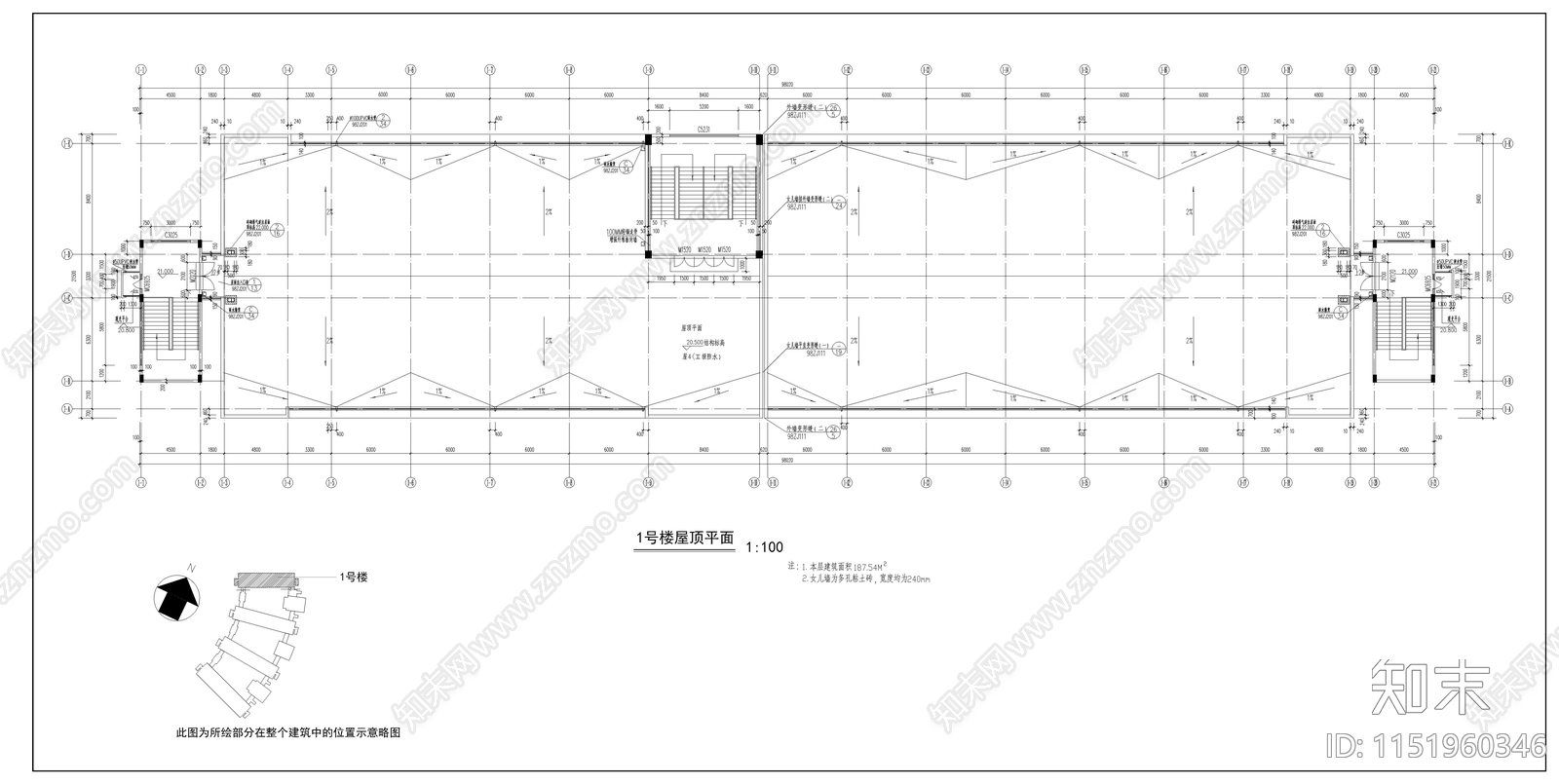 某技术学院教学楼建筑cad施工图下载【ID:1151960346】