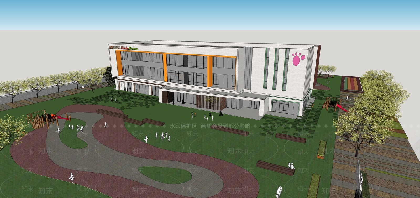 现代阳光幼儿园SU模型下载【ID:1151960671】