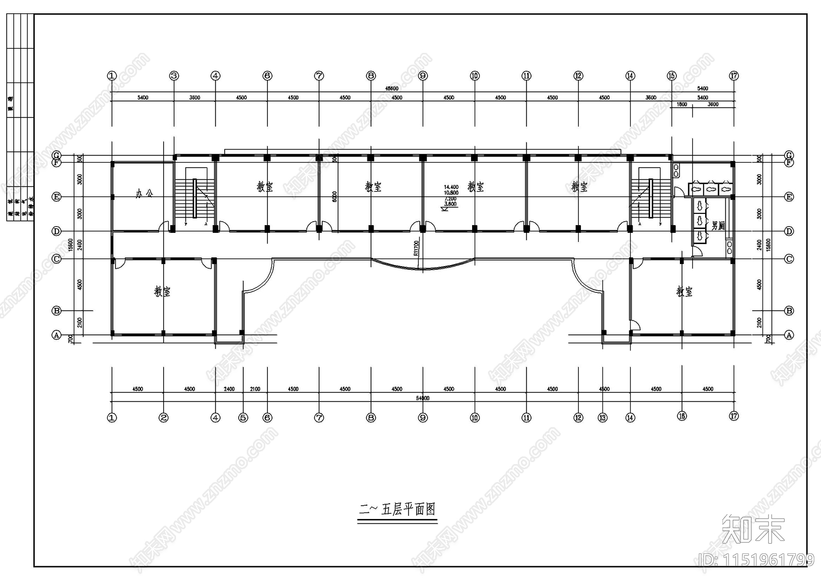 某教学楼建筑cad施工图下载【ID:1151961799】