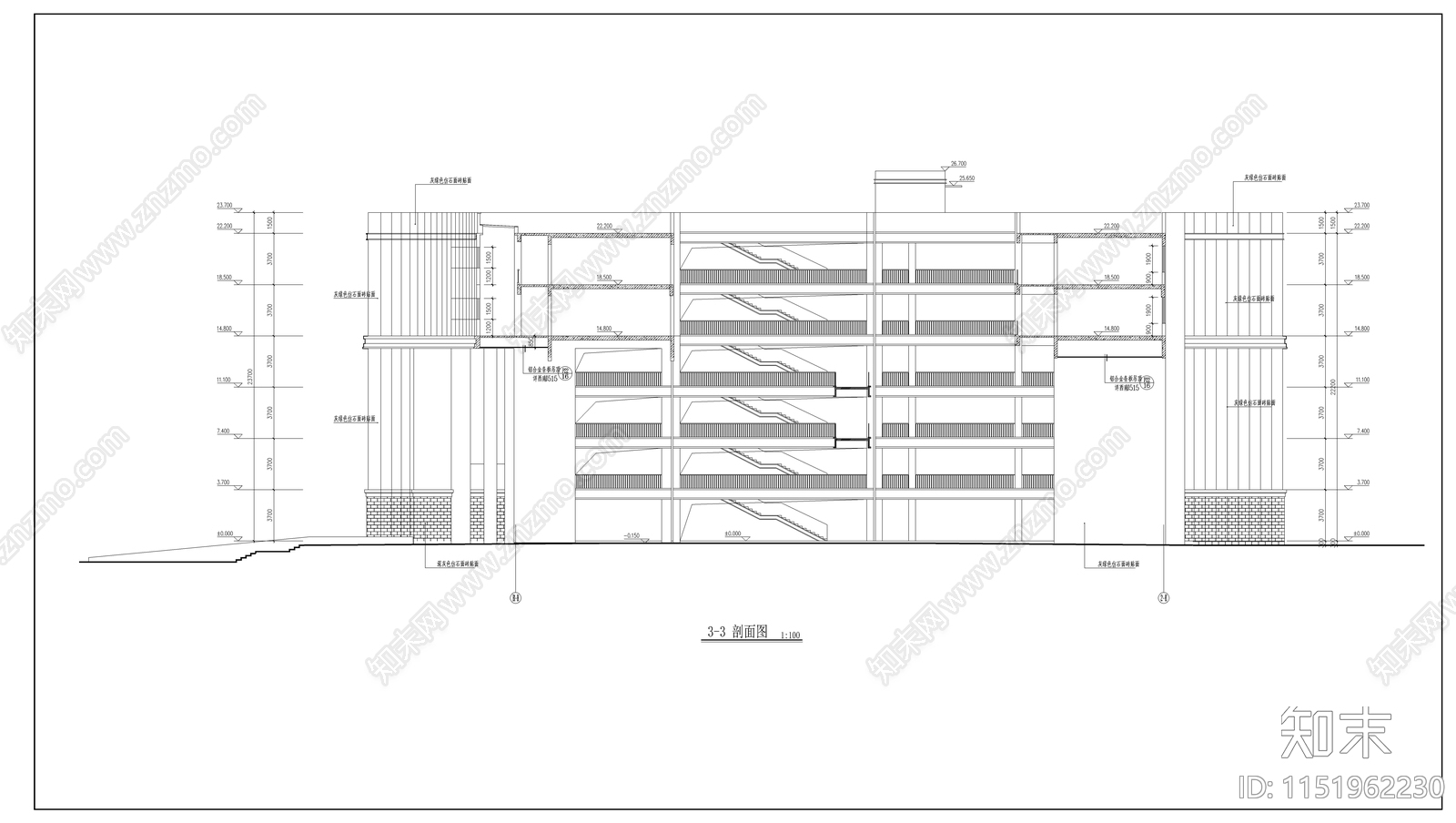 某学校教学楼建筑cad施工图下载【ID:1151962230】