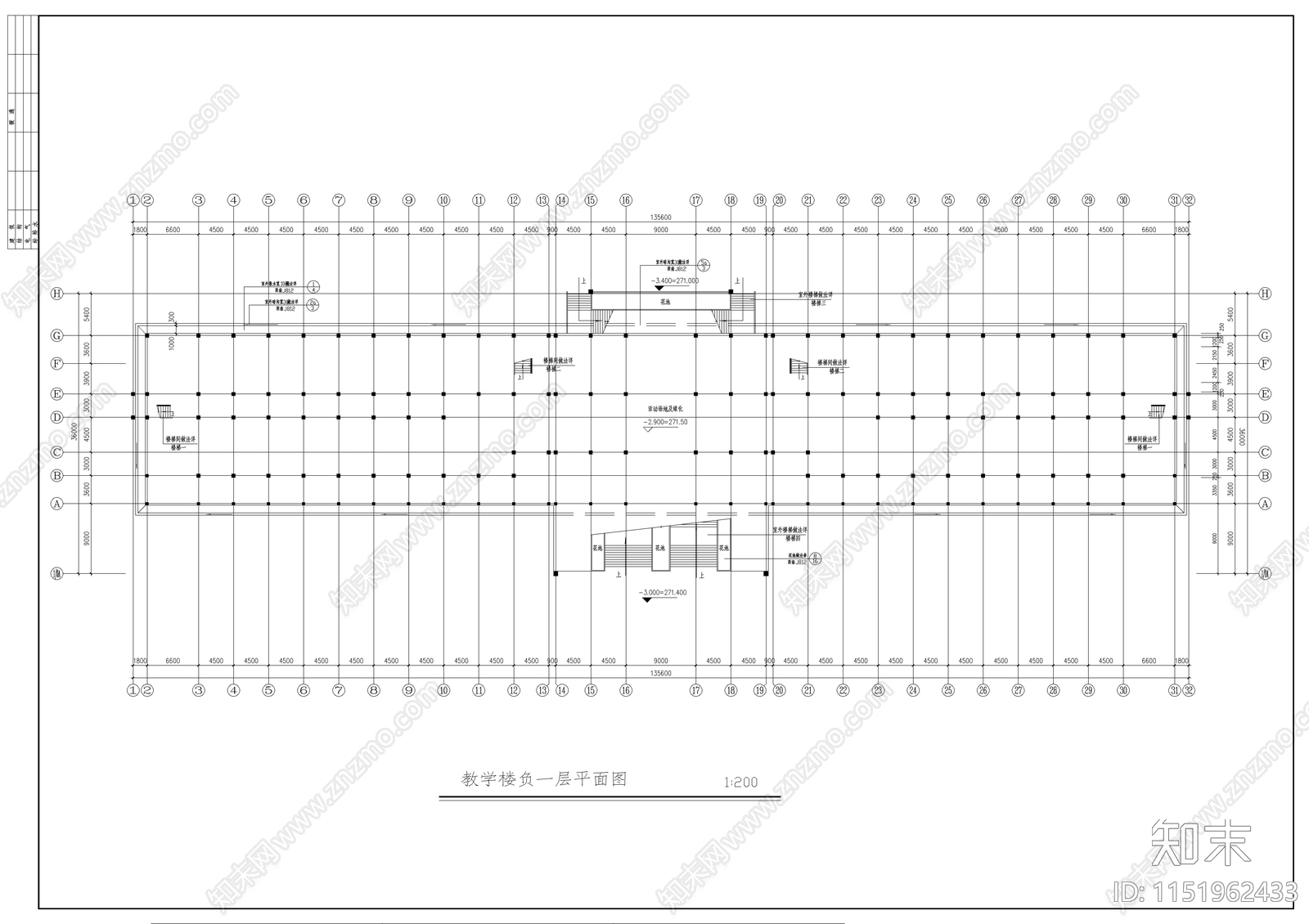 某学校教学楼建筑cad施工图下载【ID:1151962433】