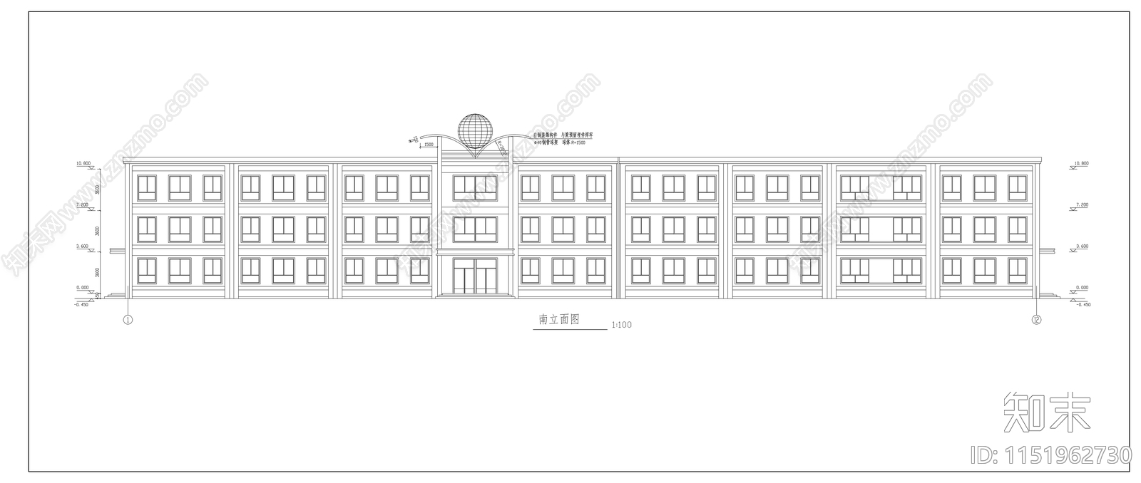 某农村小学教学楼建筑cad施工图下载【ID:1151962730】