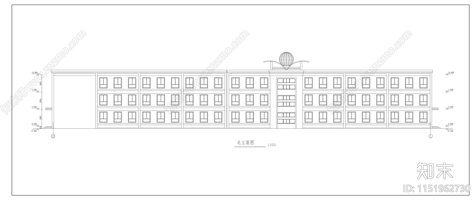 某农村小学教学楼建筑cad施工图下载【ID:1151962730】