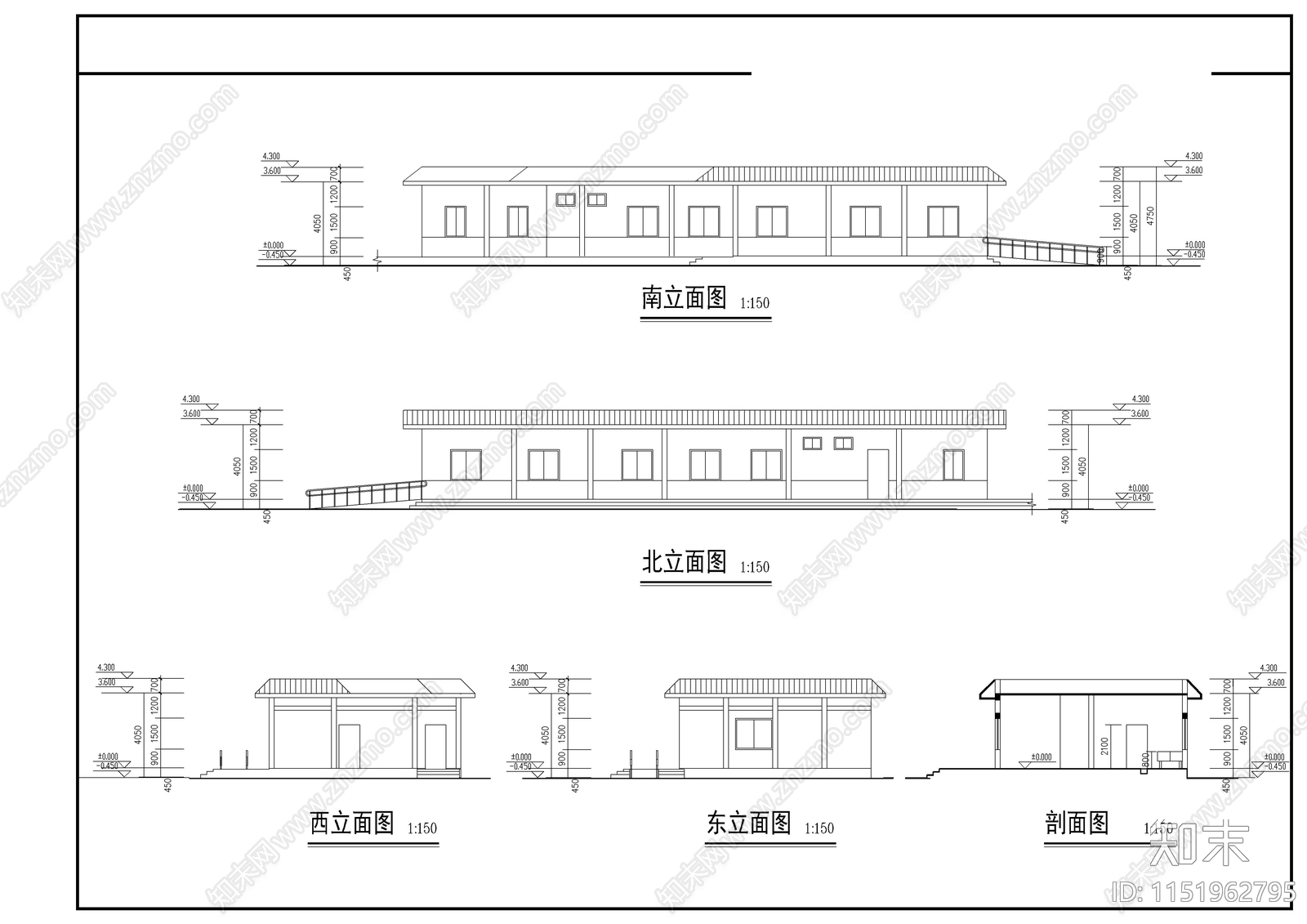 某农村中学建筑cad施工图下载【ID:1151962795】