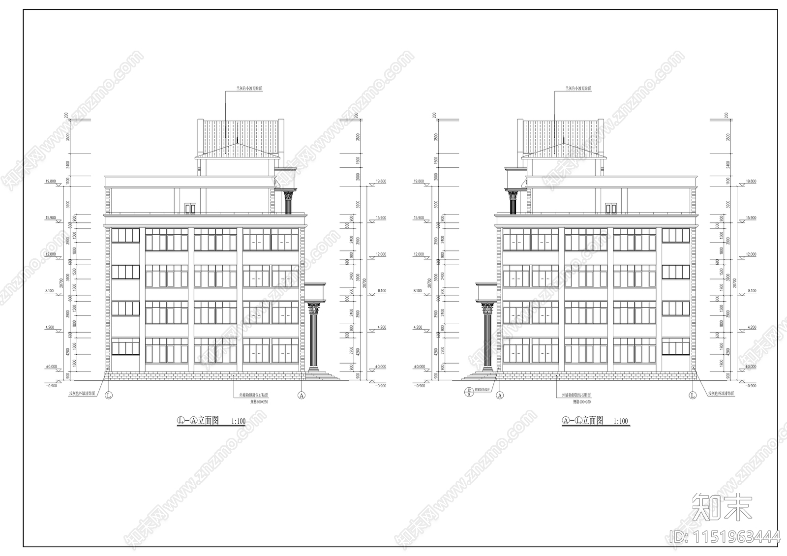 某卫生学校实验楼建筑cad施工图下载【ID:1151963444】