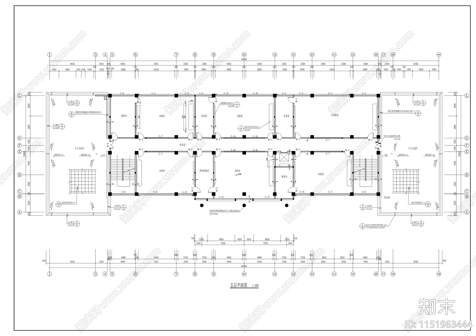 某卫生学校实验楼建筑cad施工图下载【ID:1151963444】