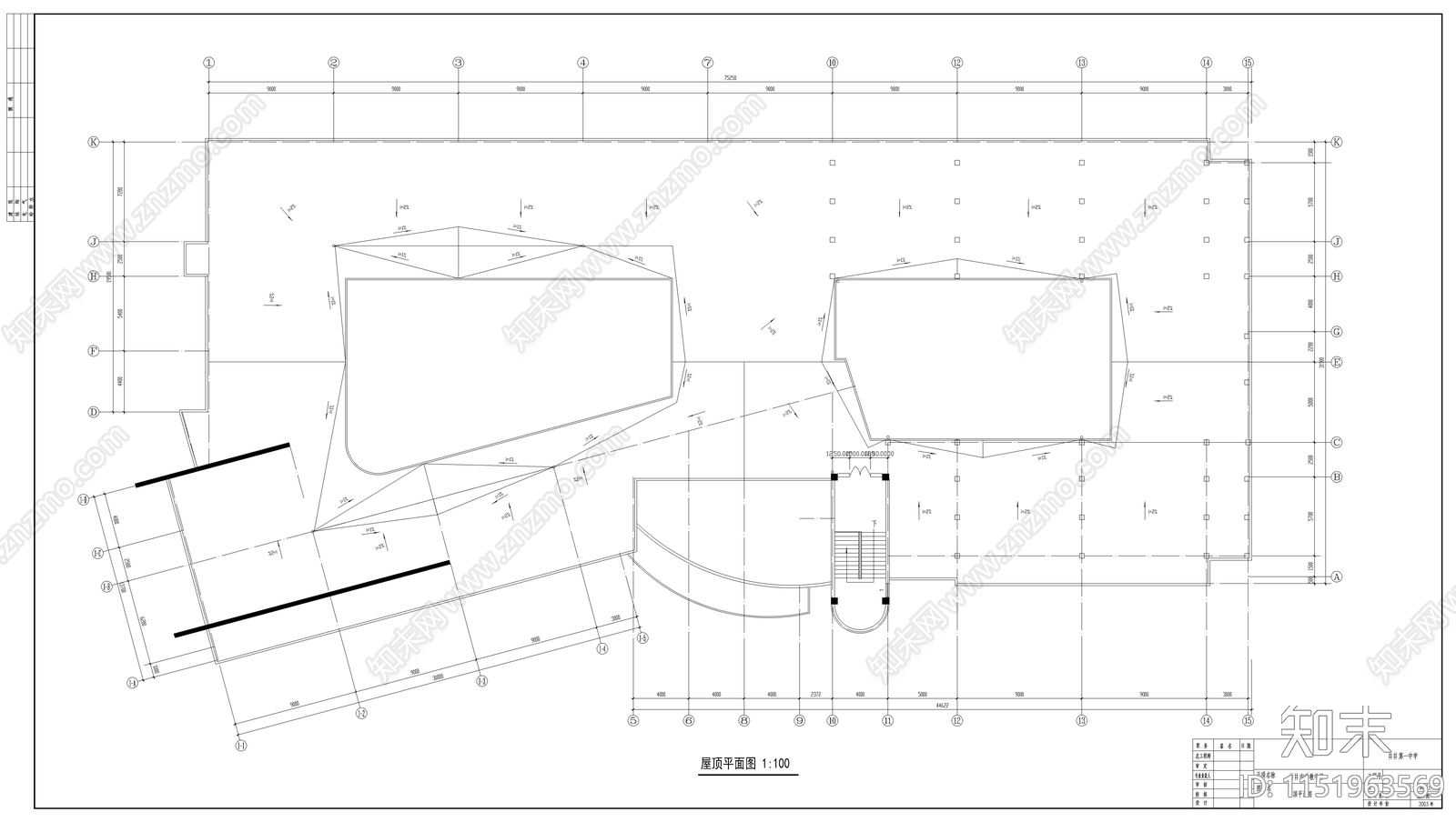 某中学教学楼建筑cad施工图下载【ID:1151963569】