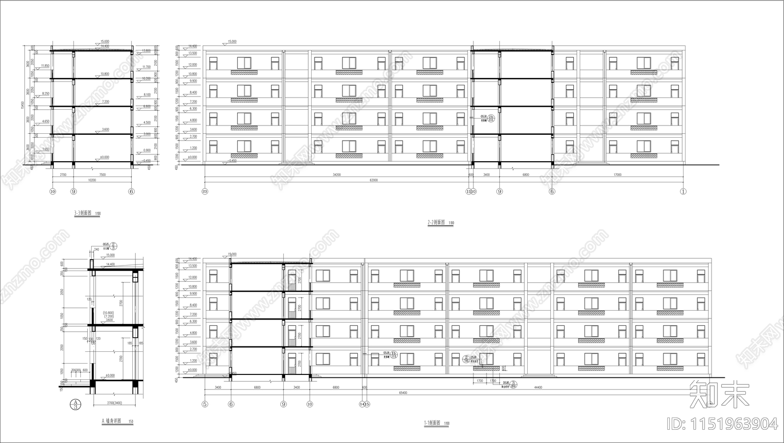 某县高中教学楼建筑cad施工图下载【ID:1151963904】