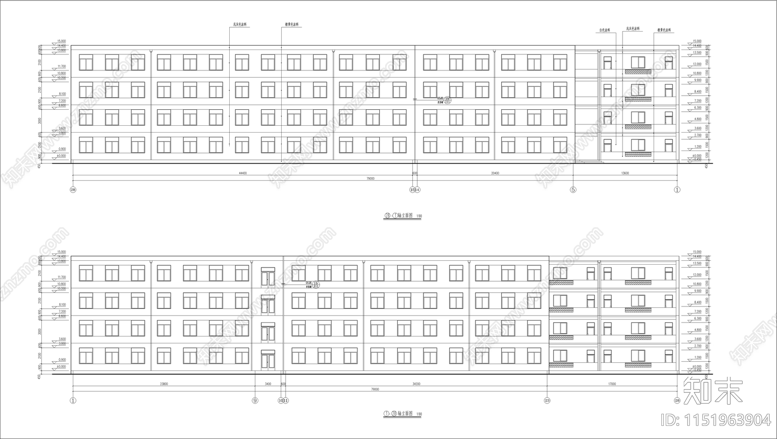 某县高中教学楼建筑cad施工图下载【ID:1151963904】