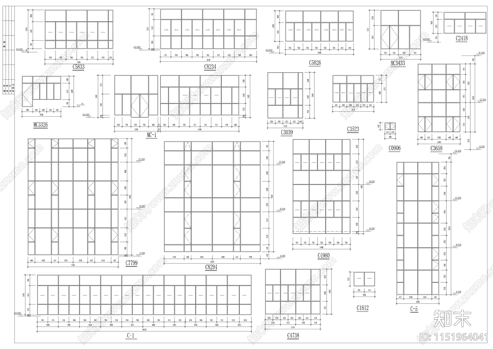 四层V型图书馆建筑cad施工图下载【ID:1151964041】