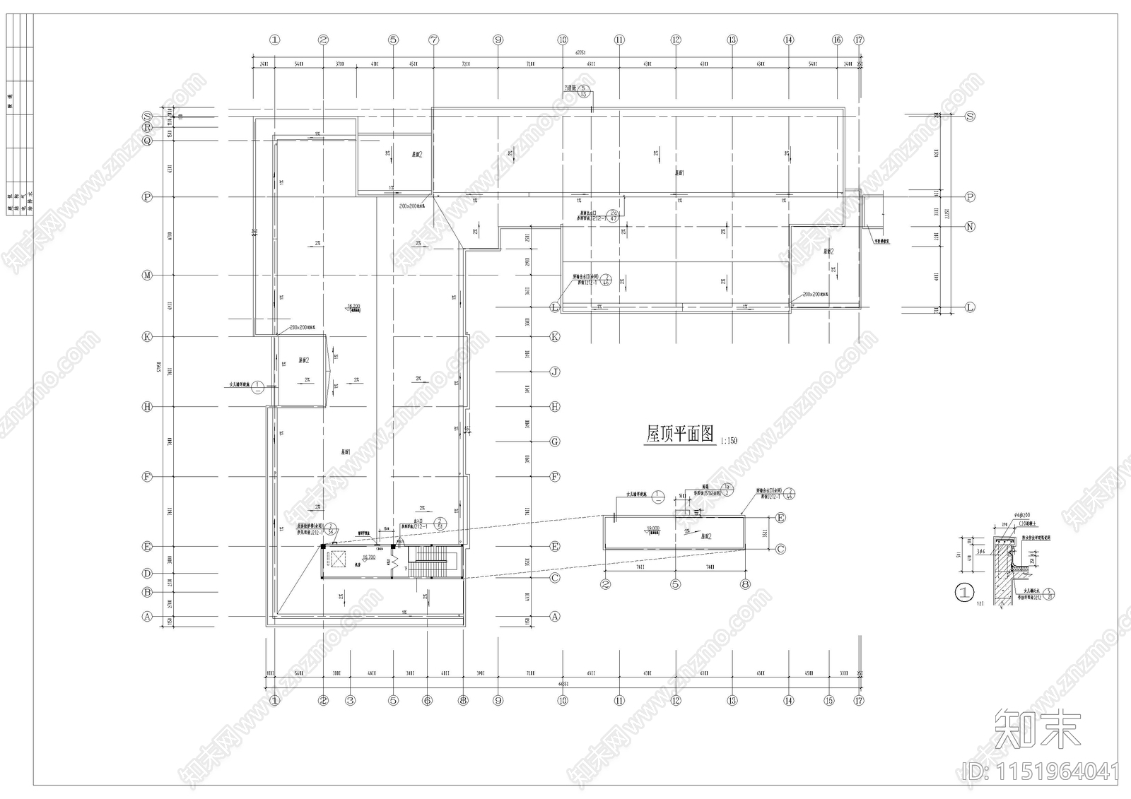 四层V型图书馆建筑cad施工图下载【ID:1151964041】