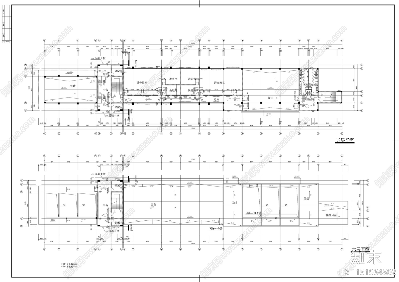 五层中学图书馆建筑cad施工图下载【ID:1151964502】