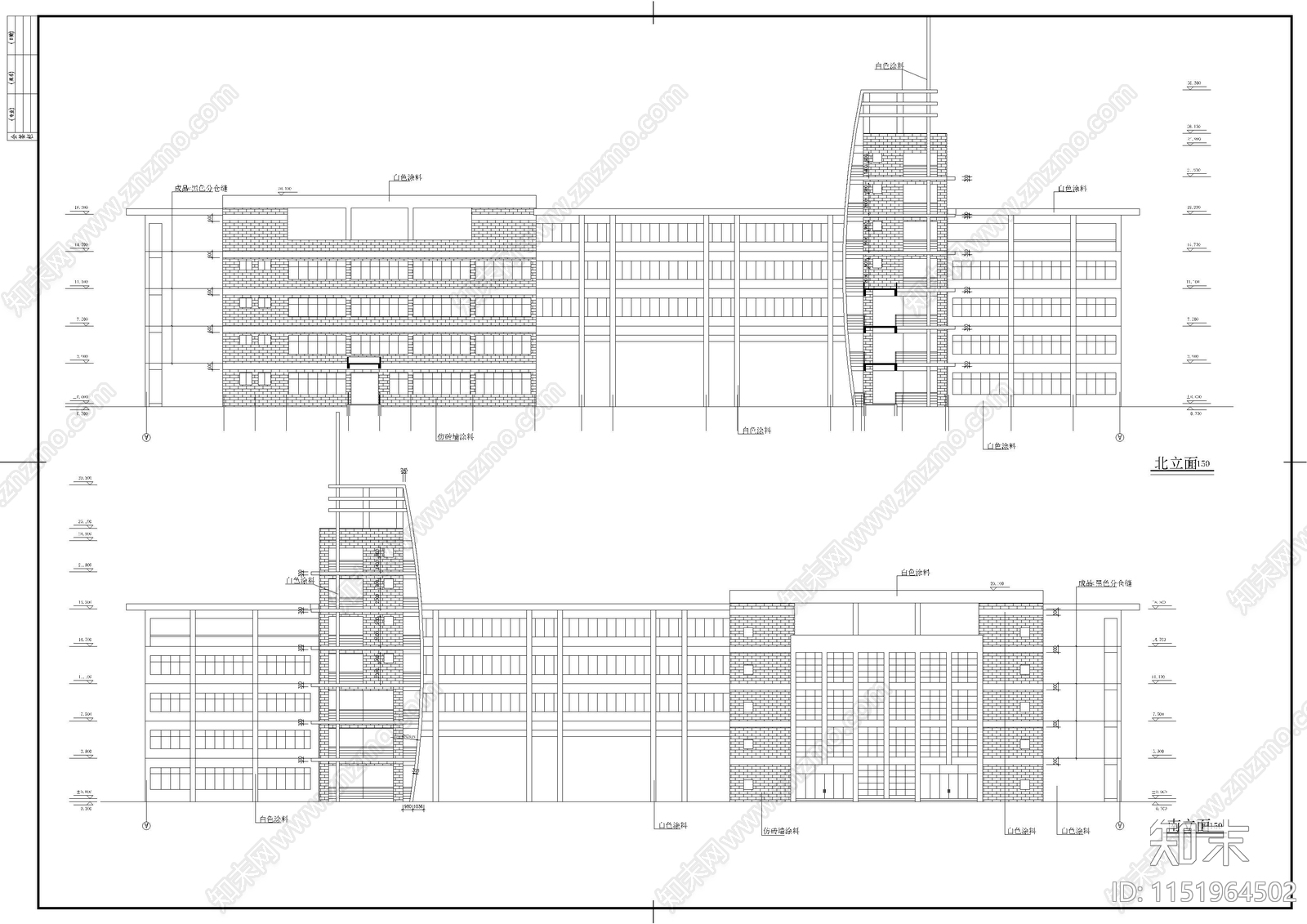 五层中学图书馆建筑cad施工图下载【ID:1151964502】