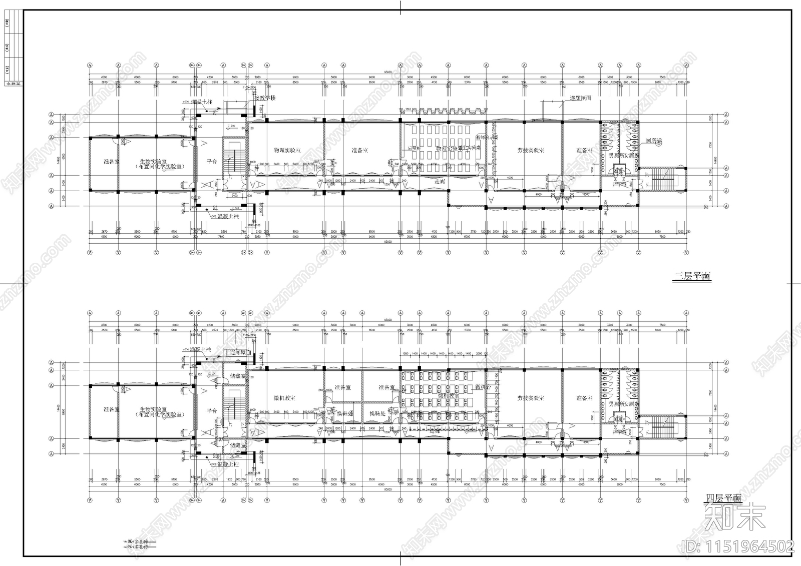 五层中学图书馆建筑cad施工图下载【ID:1151964502】