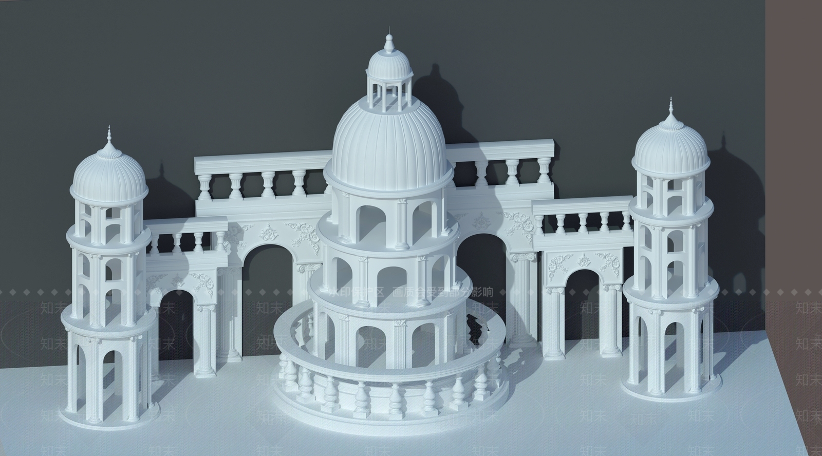 欧式古典城堡雕塑摆件3D模型下载【ID:1151965953】