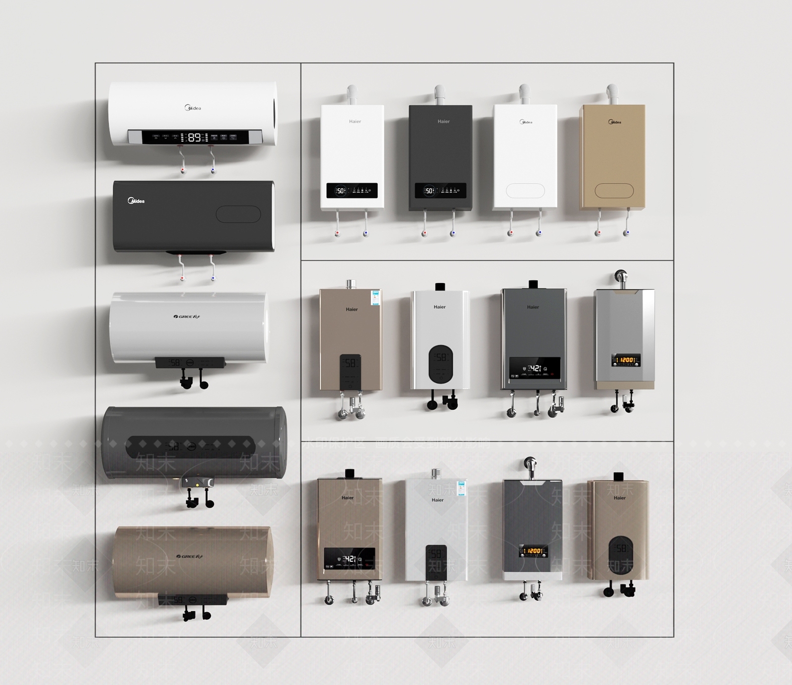 燃气壁挂炉电热水器组合SU模型下载【ID:1151969031】