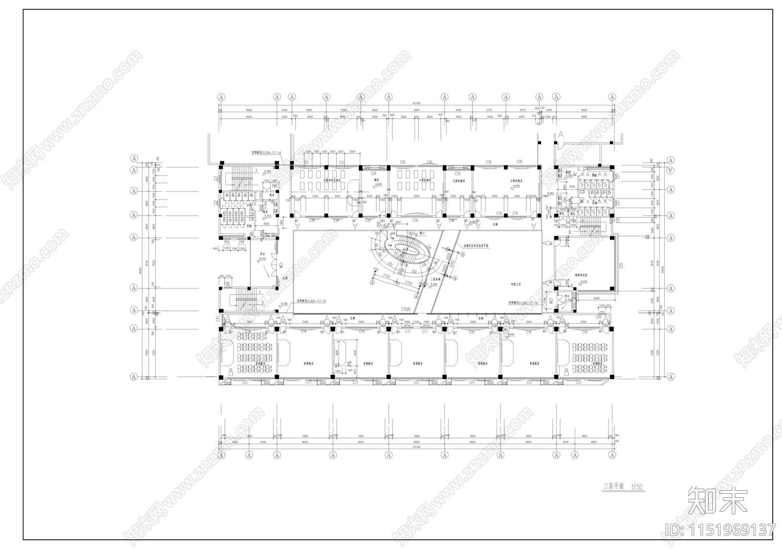 某小学教学楼建筑cad施工图下载【ID:1151969137】