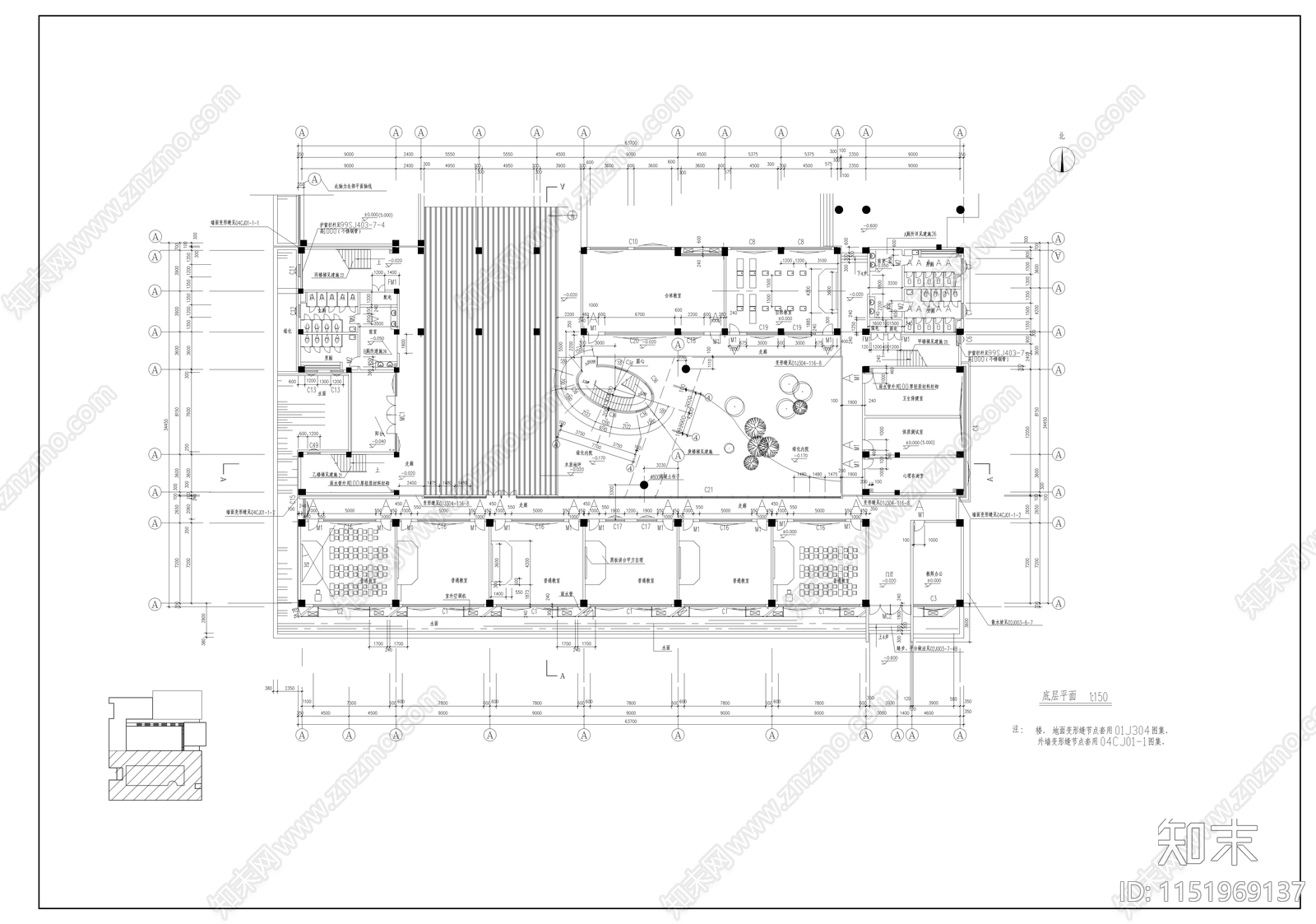 某小学教学楼建筑cad施工图下载【ID:1151969137】