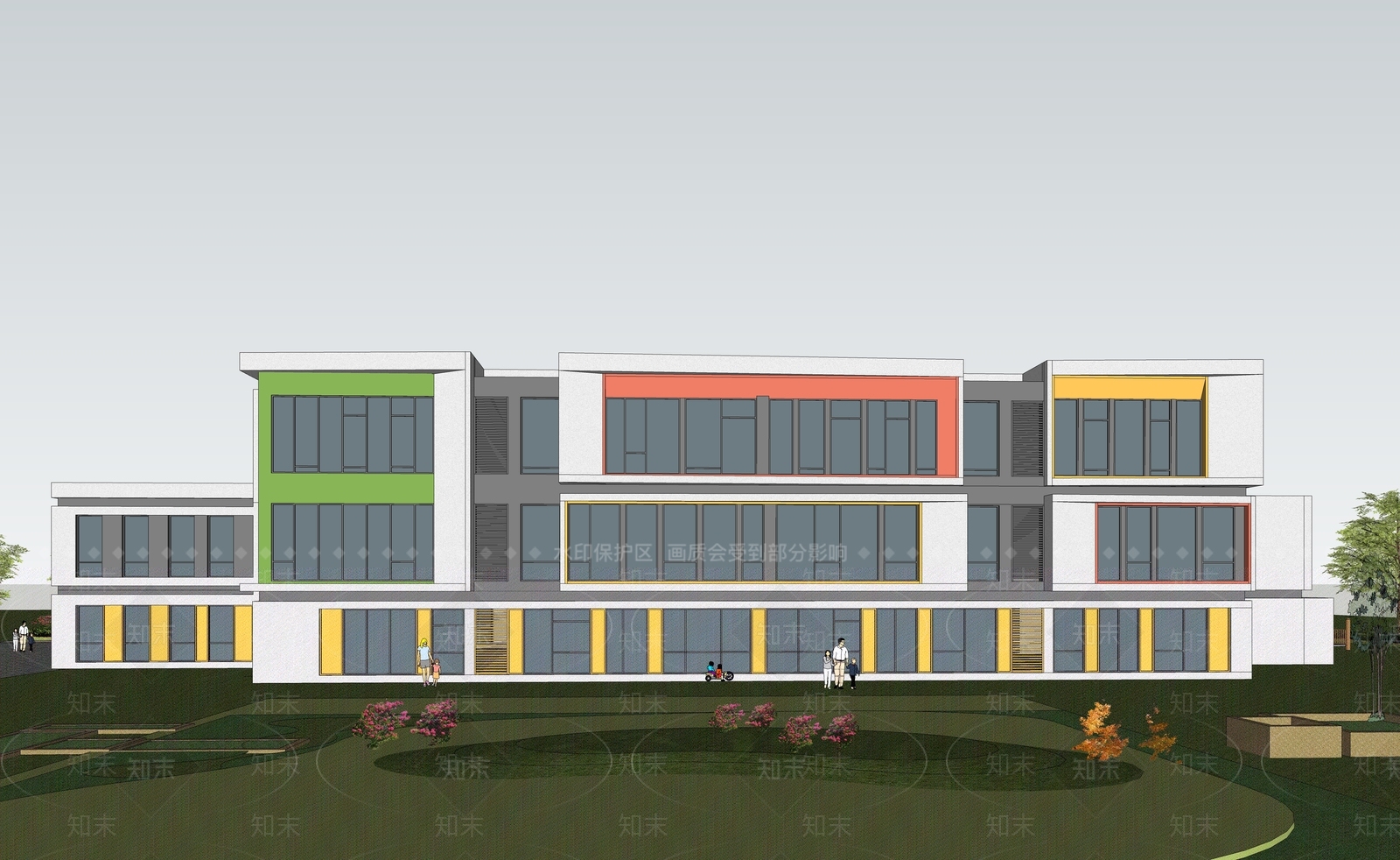 现代幼儿园建筑SU模型下载【ID:1151971113】