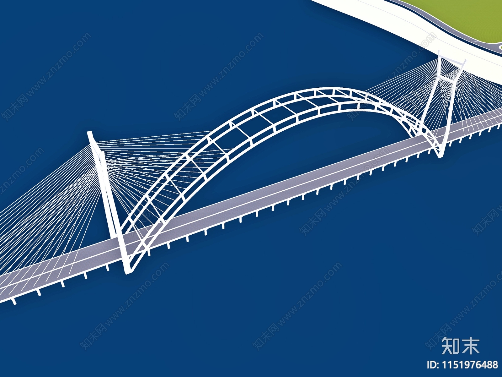 现代拉索桥SU模型下载【ID:1151976488】