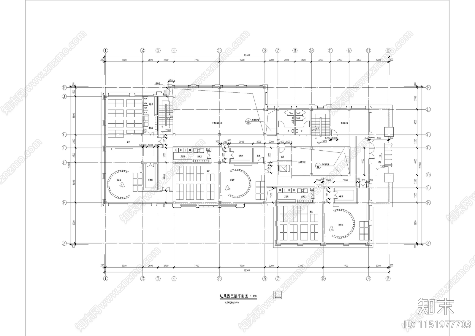 幼儿园cad施工图下载【ID:1151977703】