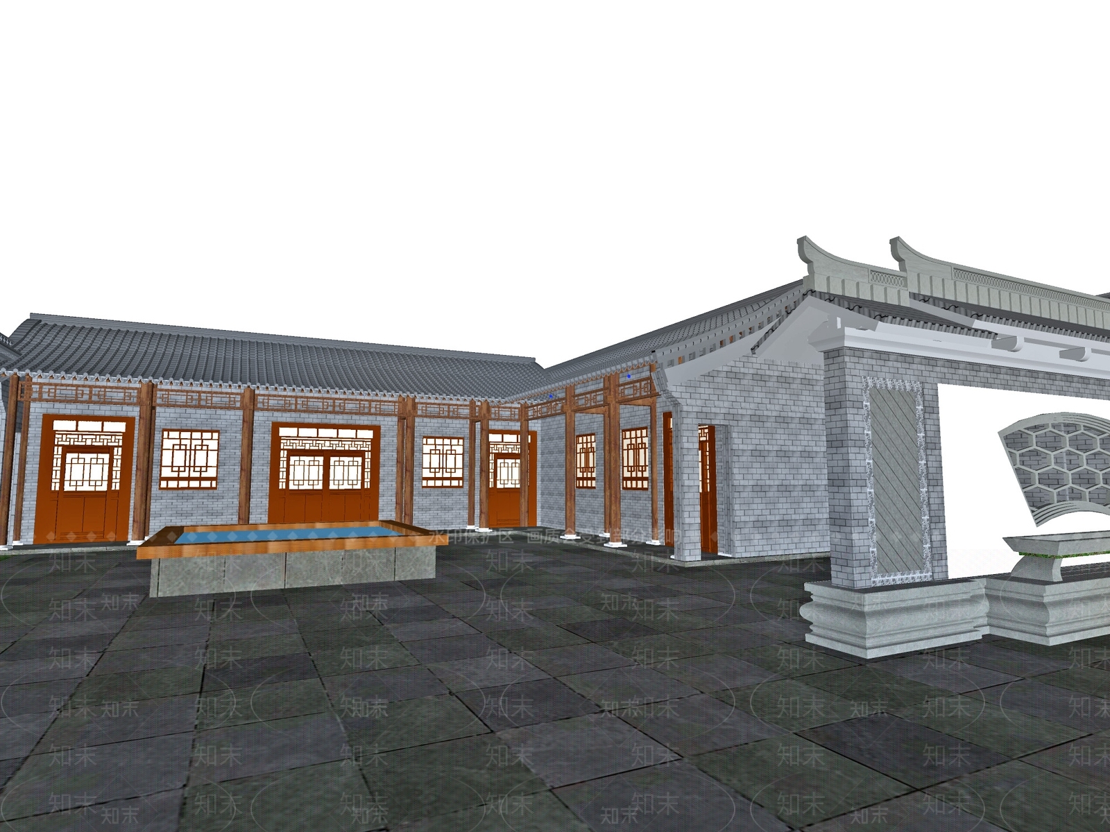 中式乡村庭院SU模型下载【ID:1151977639】