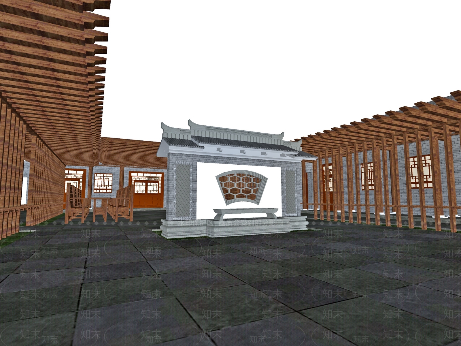 中式乡村庭院SU模型下载【ID:1151977807】