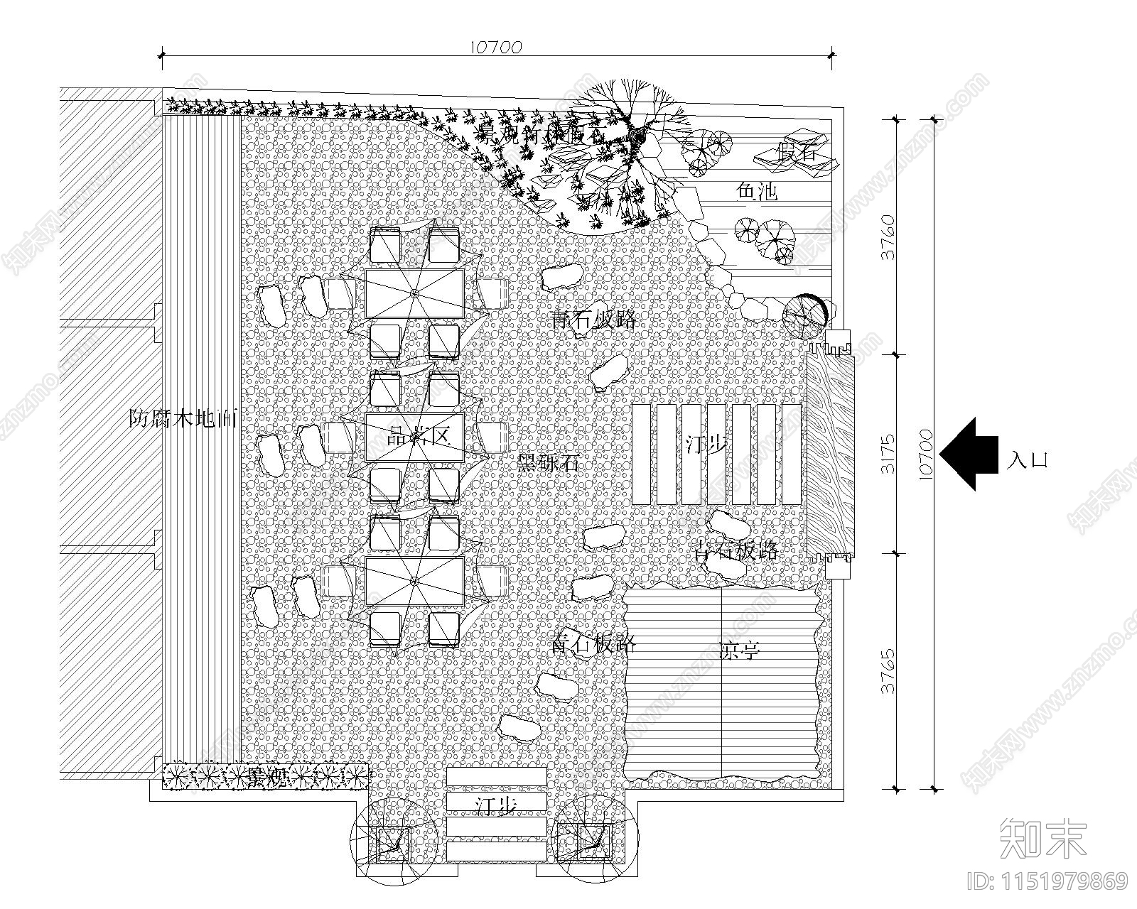 户外庭院景观平面图cad施工图下载【ID:1151979869】