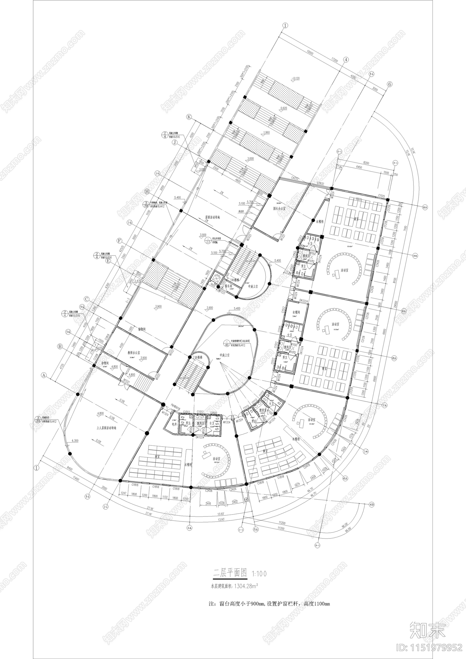 贵州安顺市平坝区鼓楼街道第一幼儿园施工图cad施工图下载【ID:1151979952】