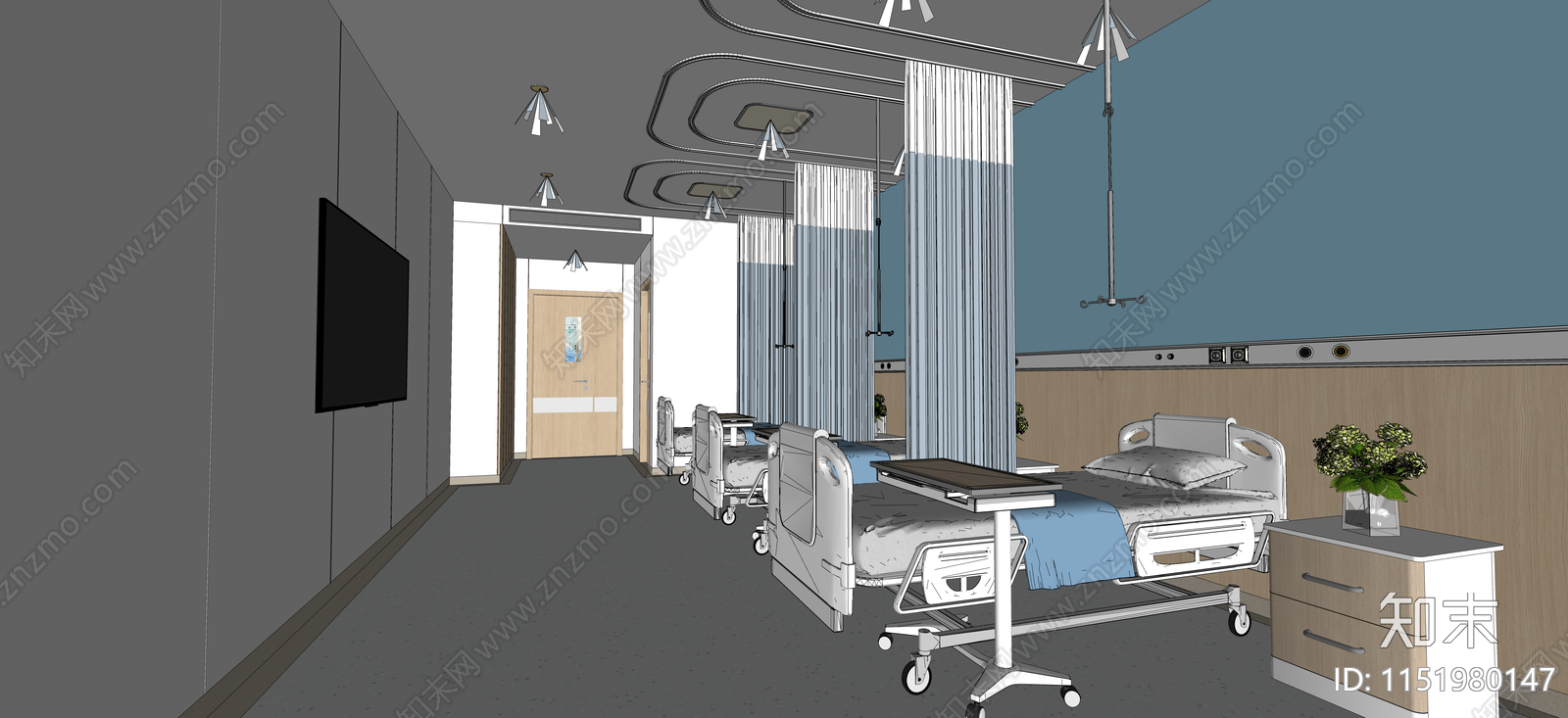 现代医院病房SU模型下载【ID:1151980147】