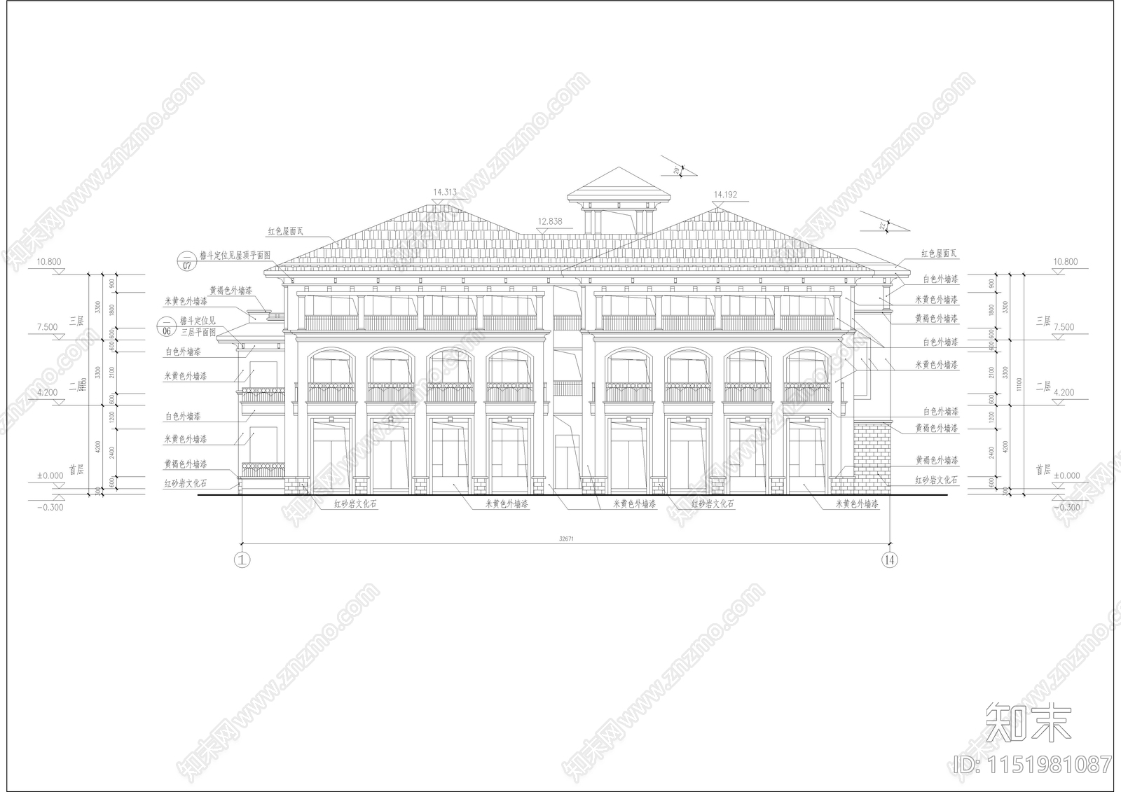 仿欧式小区配套幼儿园建筑施工图cad施工图下载【ID:1151981087】