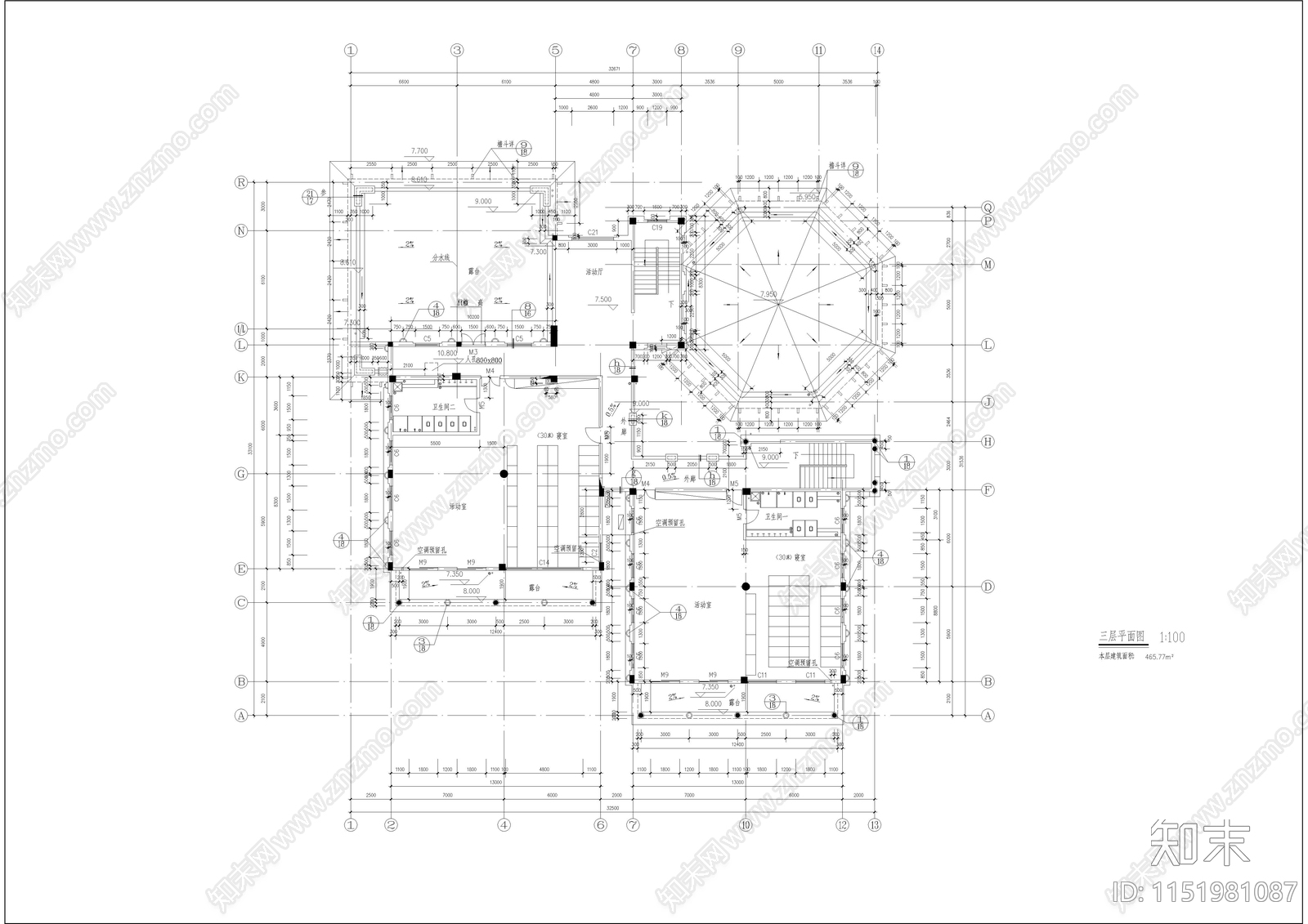 仿欧式小区配套幼儿园建筑施工图cad施工图下载【ID:1151981087】