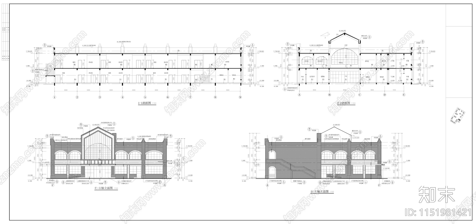 欧式幼儿园建筑施工图cad施工图下载【ID:1151981421】