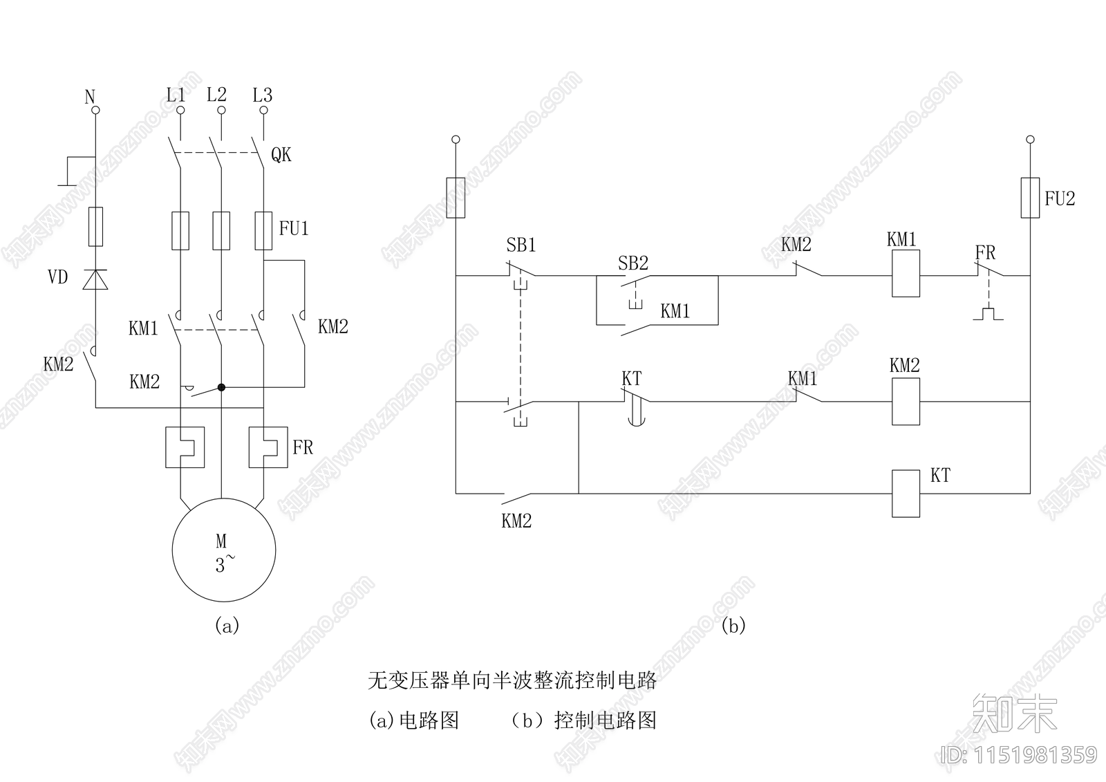 无变压器单向半波整流控制电路施工图下载【ID:1151981359】