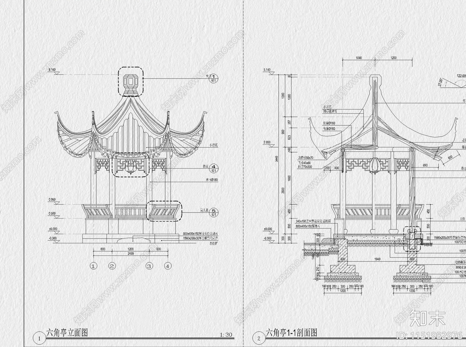 亭子凉亭图库六角亭四角亭中式庭院园林景观施工图节点详图施工图下载【ID:1151982976】