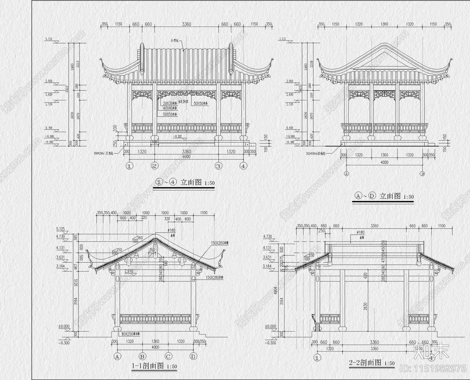 亭子凉亭图库六角亭四角亭中式庭院园林景观施工图节点详图施工图下载【ID:1151982976】