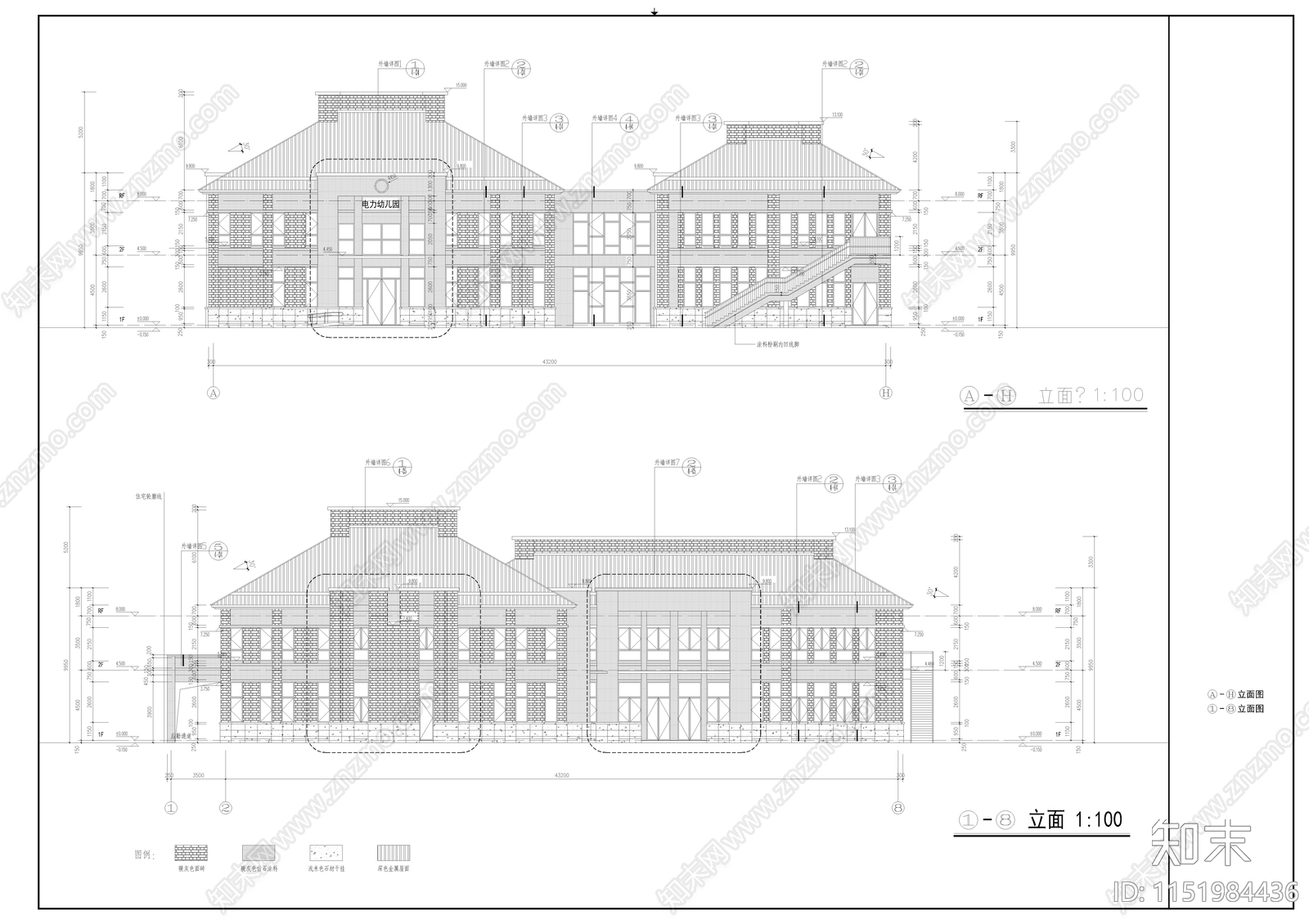 三班幼儿园建筑方案设计cad施工图下载【ID:1151984436】