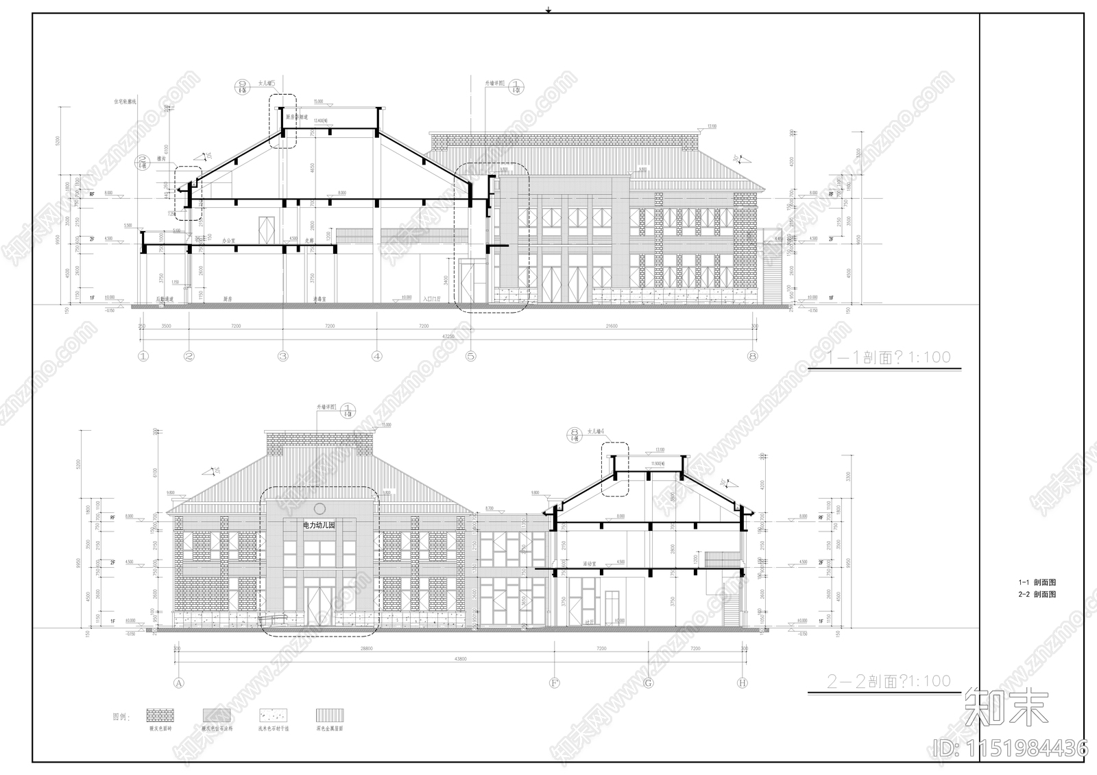 三班幼儿园建筑方案设计cad施工图下载【ID:1151984436】