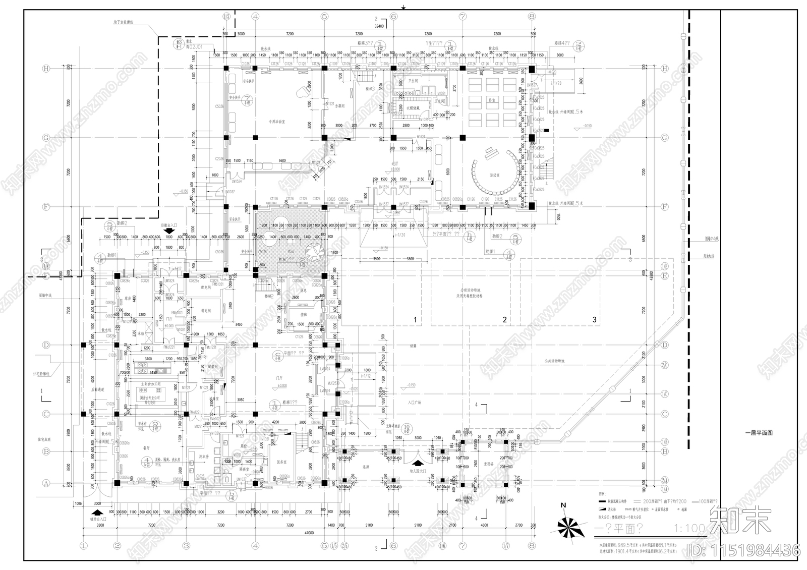 三班幼儿园建筑方案设计cad施工图下载【ID:1151984436】