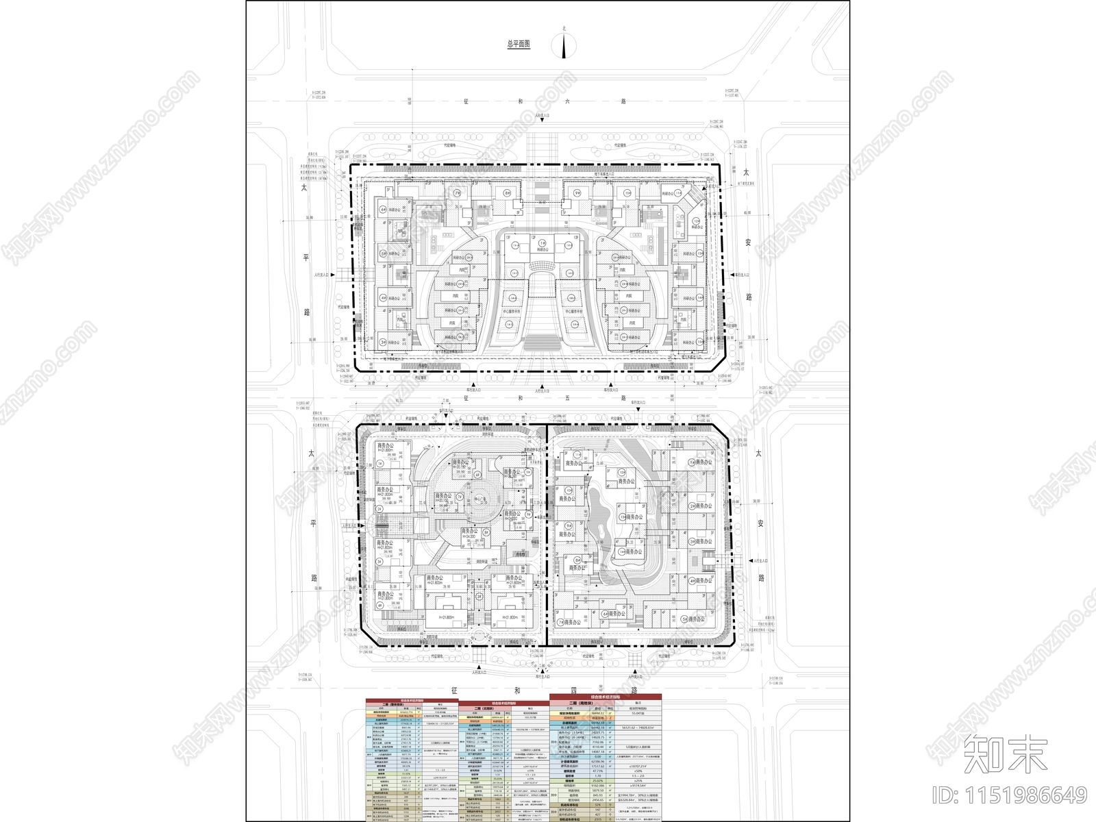 沣东现代服贸企业聚集区二期施工图cad施工图下载【ID:1151986649】