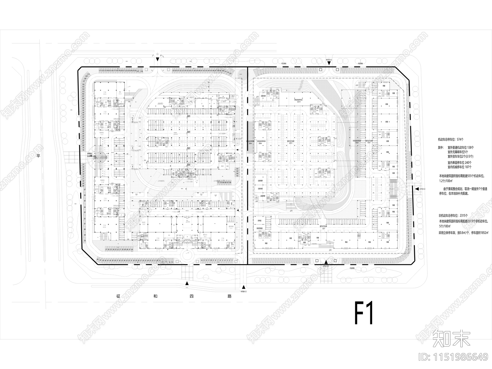 沣东现代服贸企业聚集区二期施工图cad施工图下载【ID:1151986649】