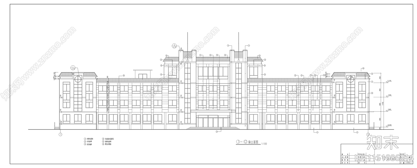 某小学教学楼建筑施工图cad施工图下载【ID:1151986214】