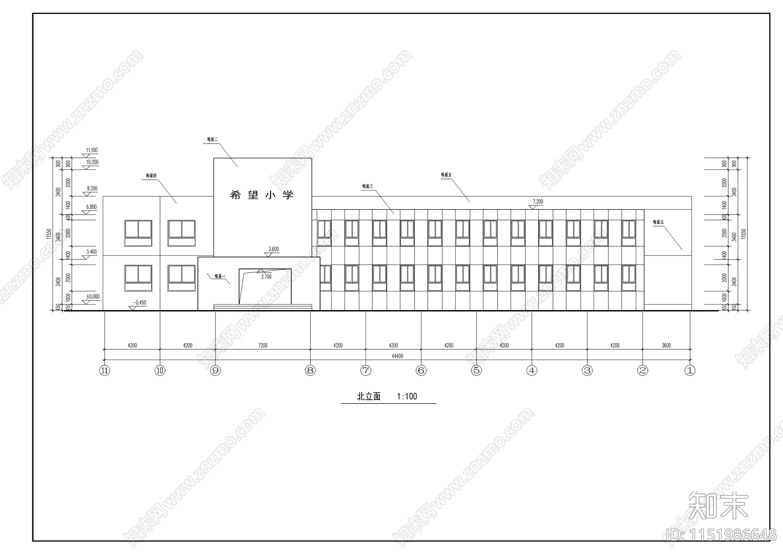 希望小学教学楼施工图cad施工图下载【ID:1151986648】